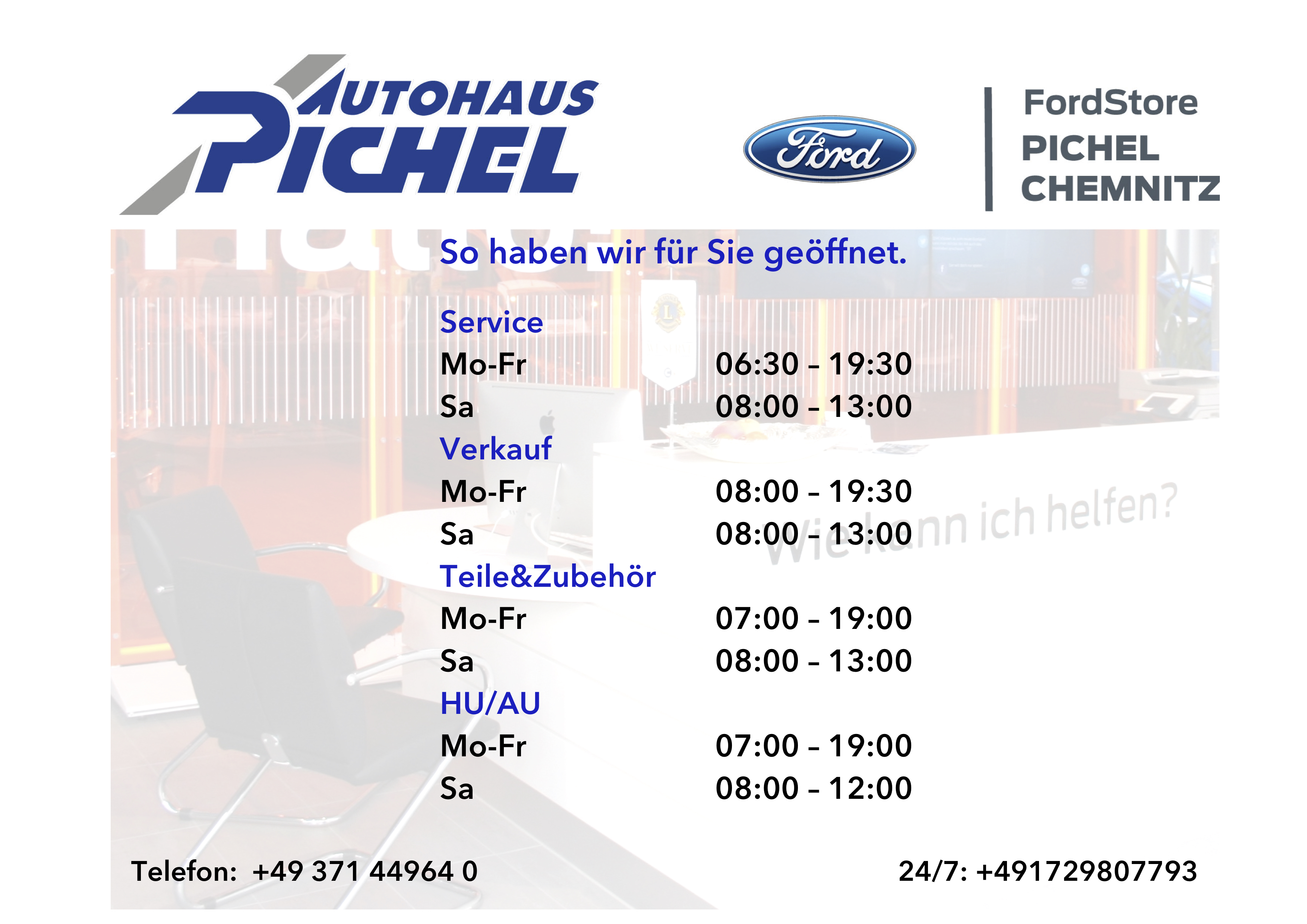 Öffnungszeiten FordStore Pichel Chemnitz